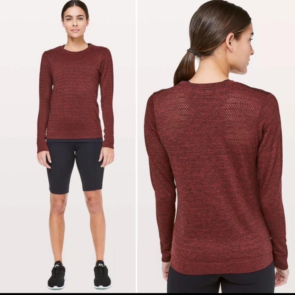 Women’s Lululemon Swiftly Breathe t Shirt Sz 4 Perforated Long Sleeve.
